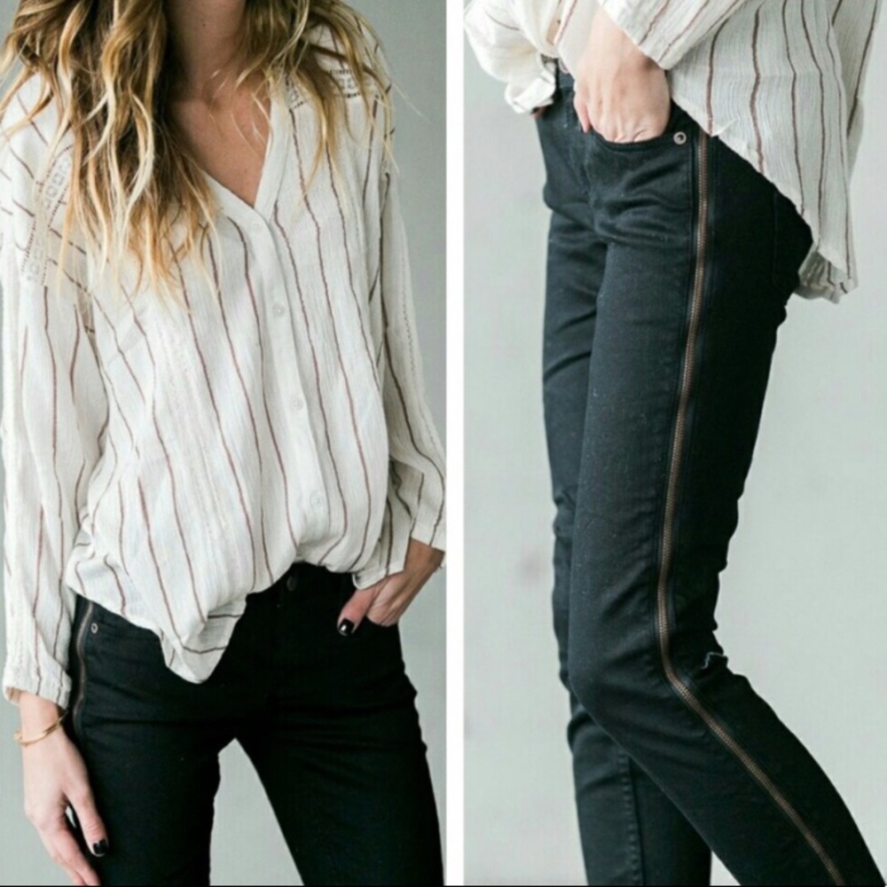 NWOT Free People Levon Side Zip Crop Jeans